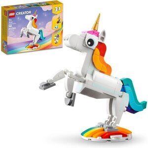 LEGO Creator 3 in 1 Magical Unicorn Toy Girls and Boys, ,Rainbow Animal Figures